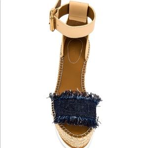 See By Chloe Glyn Denim fringe wedge Espadrilles